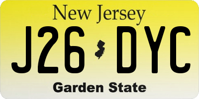 NJ license plate J26DYC