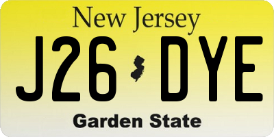 NJ license plate J26DYE