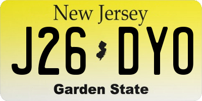 NJ license plate J26DYO