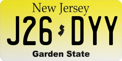 NJ license plate J26DYY