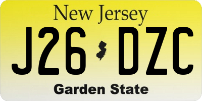 NJ license plate J26DZC