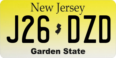 NJ license plate J26DZD