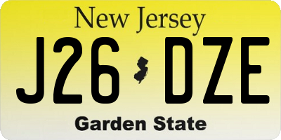 NJ license plate J26DZE