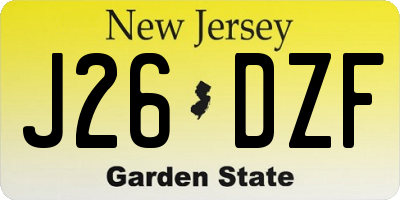 NJ license plate J26DZF