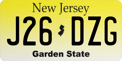 NJ license plate J26DZG
