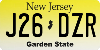 NJ license plate J26DZR