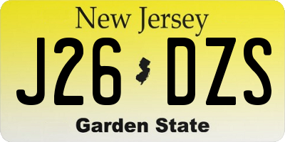 NJ license plate J26DZS