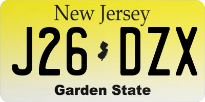 NJ license plate J26DZX