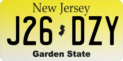 NJ license plate J26DZY