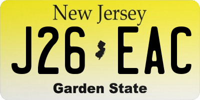 NJ license plate J26EAC