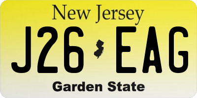 NJ license plate J26EAG