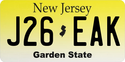 NJ license plate J26EAK