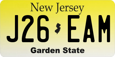 NJ license plate J26EAM