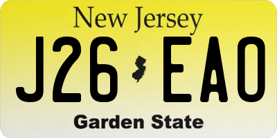 NJ license plate J26EAO