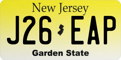 NJ license plate J26EAP