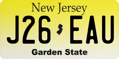 NJ license plate J26EAU