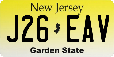 NJ license plate J26EAV
