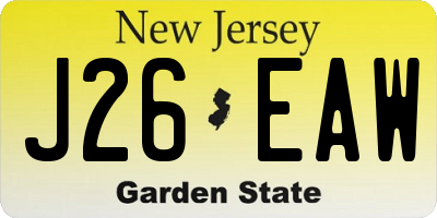 NJ license plate J26EAW