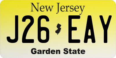 NJ license plate J26EAY