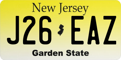 NJ license plate J26EAZ