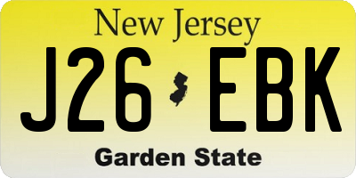 NJ license plate J26EBK