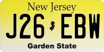NJ license plate J26EBW