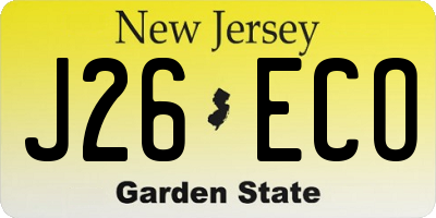 NJ license plate J26ECO