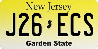 NJ license plate J26ECS