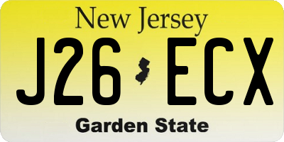 NJ license plate J26ECX