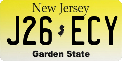 NJ license plate J26ECY
