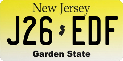 NJ license plate J26EDF
