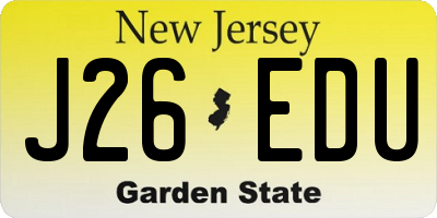 NJ license plate J26EDU