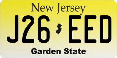NJ license plate J26EED