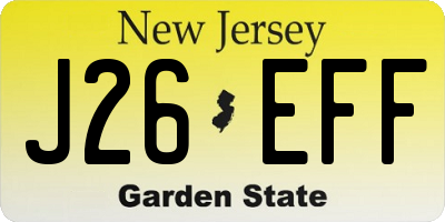 NJ license plate J26EFF