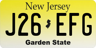 NJ license plate J26EFG