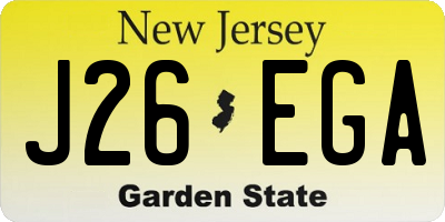 NJ license plate J26EGA