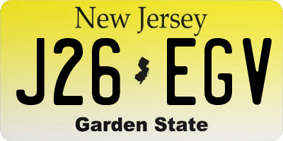 NJ license plate J26EGV