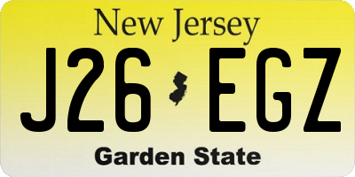 NJ license plate J26EGZ