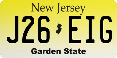 NJ license plate J26EIG