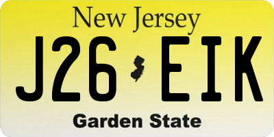 NJ license plate J26EIK