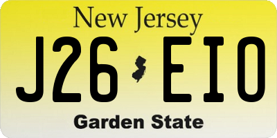 NJ license plate J26EIO