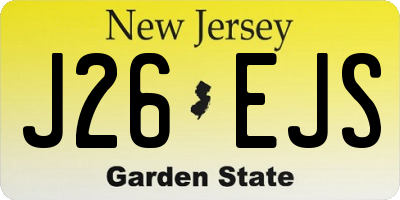 NJ license plate J26EJS