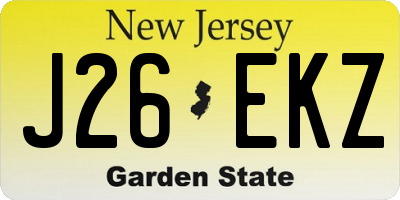 NJ license plate J26EKZ