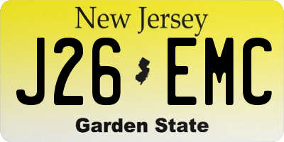 NJ license plate J26EMC