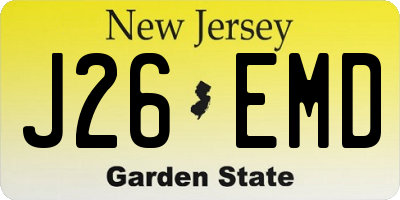NJ license plate J26EMD