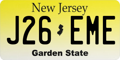 NJ license plate J26EME