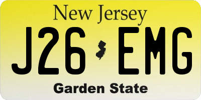 NJ license plate J26EMG