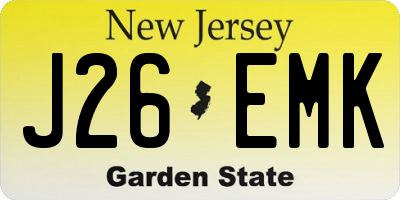 NJ license plate J26EMK