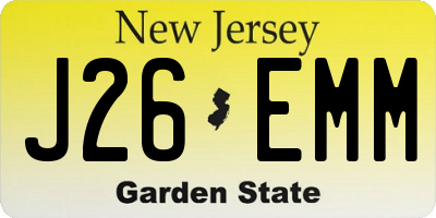 NJ license plate J26EMM