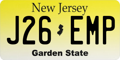 NJ license plate J26EMP